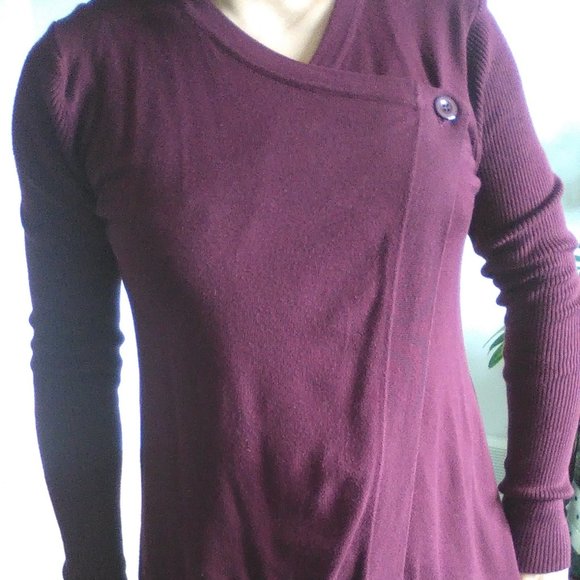 Dark Cranberry Burgundy Cardigan Drape Wrap - Picture 3 of 8